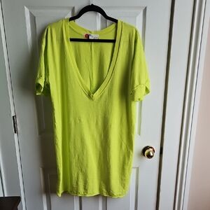 Free People Beach Women's Neon Yellow V-Neck Tunic